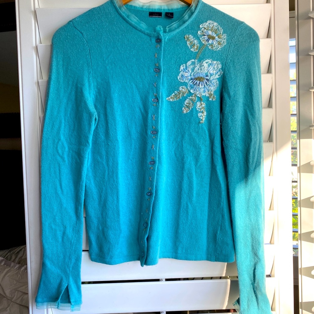 Women’s teal cardigan- Anthropologie